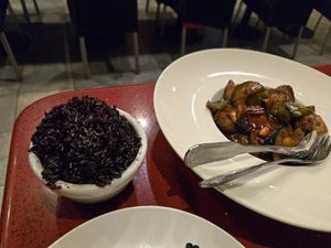 Kung Pao Chicken with black rice at Au Lac in Fountain Valley