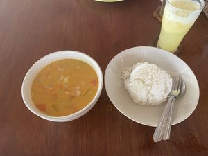 Massaman curry with rice at Nok's Kitchen in Koh Phangan