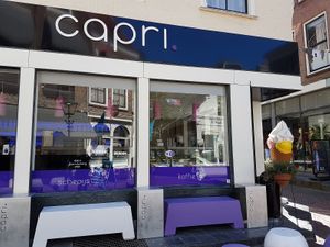 front, with benches  at IJssalon Capri in Zierikzee