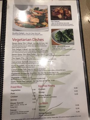 Vegetarian page with a labeled vegan option  at Kim Son in Houston