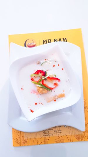 Coconut milk soup with soy chickens at Mr. Nam  in Vienna