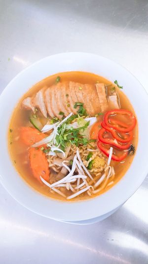 Noodle soup with Soy- chickens and vegetables at Mr. Nam  in Vienna