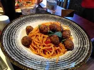 Vegan spaghetti and meatballs at Bella Italia in Edinburgh