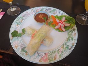 Summer rolls with vegan "shrimp" at Vegan Chay in Munich