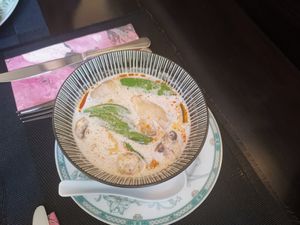 Coconut Milk soup with vegetables, mushrooms and lots of yummy ingredients at Vegan Chay in Munich