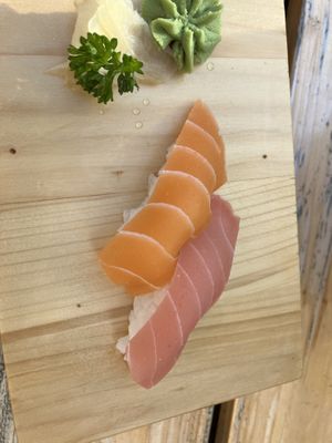 Vegan thuna and sake  at Vegan Chay in Munich