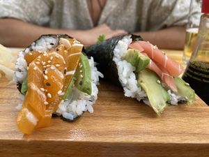Temaki with salmon and tuna   at Vegan Chay in Munich