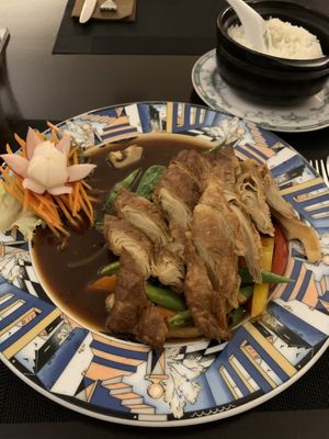 Can’t remember the name of the dish but it had tofu dumplings and “duck" at Vegan Chay in Munich