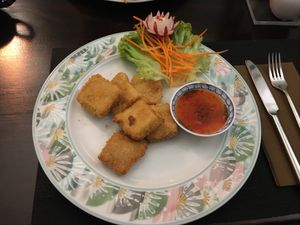 Golden tofu at Vegan Chay in Munich