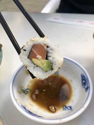 vegan tuna avocado roll at Vegan Chay in Munich