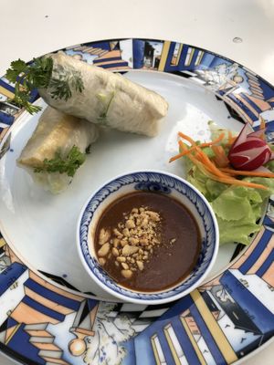 summer rolls with tofu and peanut sauce at Vegan Chay in Munich