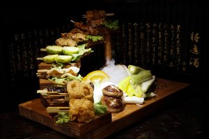 food ladder at Jiāng Jìn Jiǔ Vegetarian BBQ in Taichung