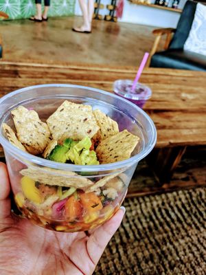 Vegan ceviche  at JuiceUs in Brownsville