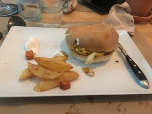 Boniato burger  at Melocotón Vegan Burger in Barcelona