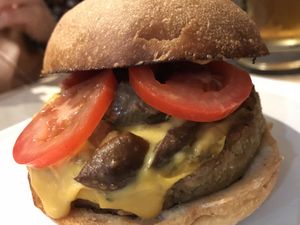 Seitan & truffle burger  at Melocotón Vegan Burger in Barcelona