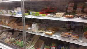 Refrigerated vegan section at Müller Reformhaus in Serfontana
