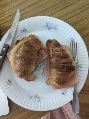 Medialunas con jamón y queso at Futuro Veggie in Buenos Aires
