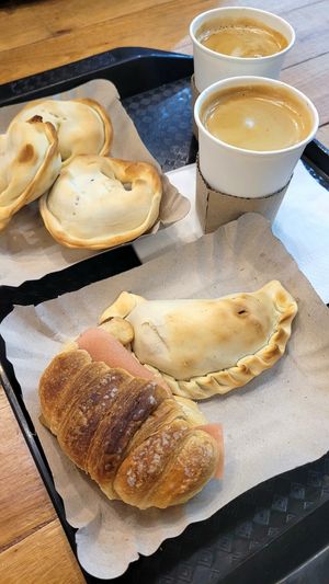 Medialuna with vegan Cheese and Ham, Empanadas at Futuro Veggie in Buenos Aires