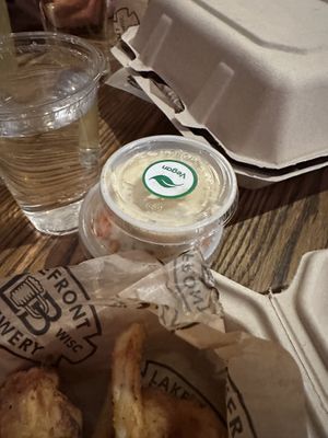 Plant based sauces and coleslaw   at Lakefront Brewery in Milwaukee