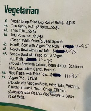 Updated menu   at Pho 16 in West Palm Beach