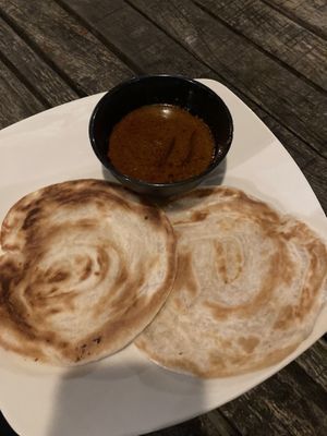 Roti canai with veggie curry. Vegan as is   at Chillout Cafe & Craft in Perhentian Islands