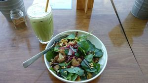 Cashew cauliflower pomegranate bowl at Wholesome Eatery Cafe in Manly