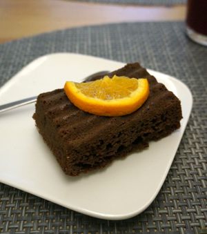 Chocolate cake at Le 3V in Mulhouse