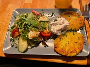 Potato pancake with sour cream and salad  at Stadtflair in Koblenz