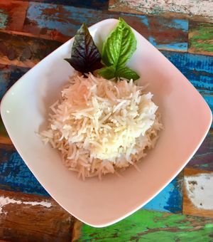 Basmati Rice (aromatic organic longgrain rice importet from India) at Laughing Chicken in Sanur