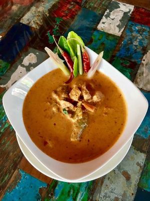 Lemongrass red Curry (optional with Mahi-mahi) at Laughing Chicken in Sanur