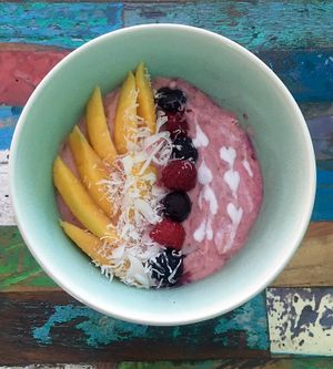 Every day fresh Smoothie bowls  at Laughing Chicken in Sanur