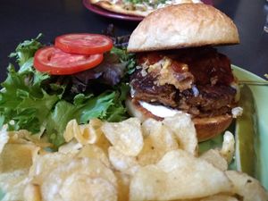 Brick road burger, vegan, house made patty is excellent! at Brick Road Pizza Co in Grand Rapids