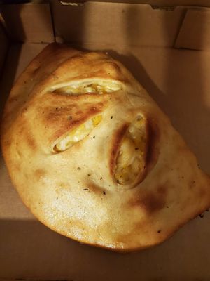 Vegan mac n cheese calzone! at Brick Road Pizza Co in Grand Rapids