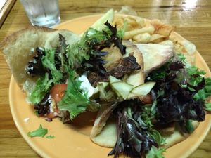 Vegan club sandwich (normally on bread, I think?) at Brick Road Pizza Co in Grand Rapids
