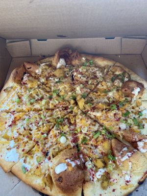 Their amazing Loaded Baked Potato Pizza! *chef kiss  at Brick Road Pizza Co in Grand Rapids