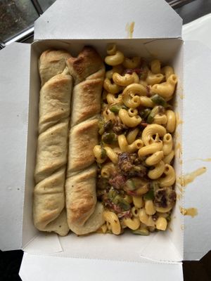 Not Yo Mama’s Burger Mac at Brick Road Pizza Co in Grand Rapids