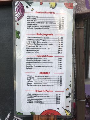 Menu at Funky Sauce in Cuenca