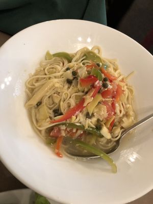 Vegan Mediterranean linguine  at City Park Grill in Petoskey