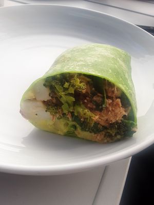 Veganized Surfer Burrito , spicy! at Parakeet Cafe in Del Mar