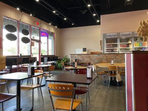 Seating area at Ellie's Deli in Naperville