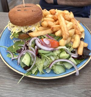 Pumpkin and spinach burger   at Arbuckle's in Downham Market