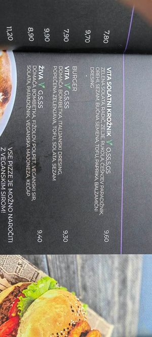 Vegan options1 at Plac pod Bočem in Poljcane