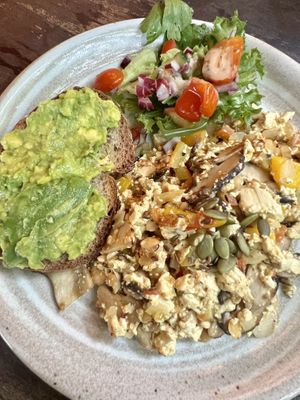 Tofu scramble with mushrooms and avocado  at Ellie's Cafe in Hoi An