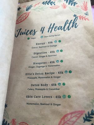 Menu at Ellie's Cafe in Hoi An