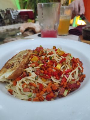 Vegan pasta at El Atrio del Mayab in Valladolid