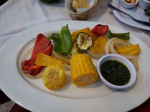 Grilled vegetable plate at El Atrio del Mayab in Valladolid