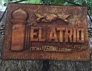 Sign  at El Atrio del Mayab in Valladolid