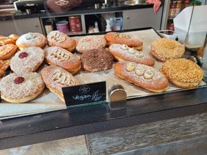 Selection of vegan doughnuts at The Hot Donut in Dublin