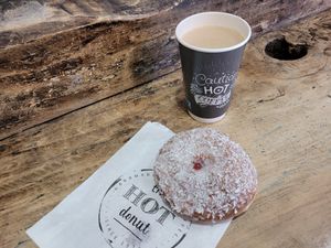 Doughnut and tea at The Hot Donut in Dublin