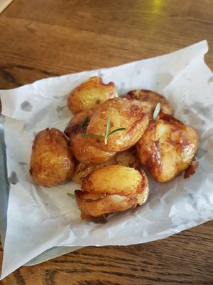 Crispy new potatoes with rosemary and sea salt at La Piuma in Sherborne